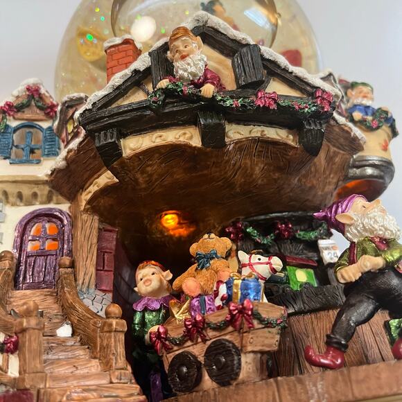 VTG Snow Globe Lights Up Musical Rotating Base Snow Blows Santa's List Large 10" - Picture 6 of 12